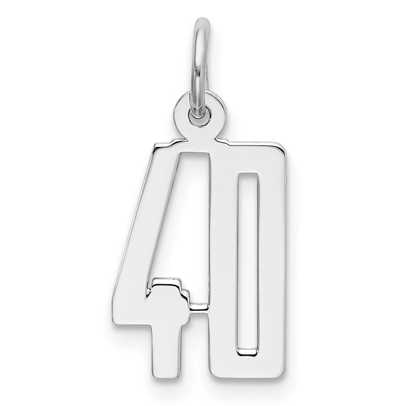 Hail Mary Gifts Jewelry - Sterling Silver/Rhodium-plated Elongated Number 40 Charm